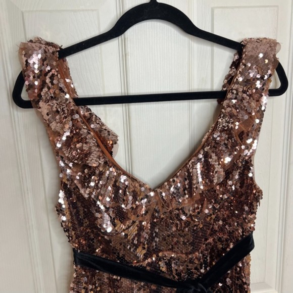 NWT Free People Tribeca Holiday Sequins Bronze Cocktail Glam Dress Size 6 - Picture 8 of 11